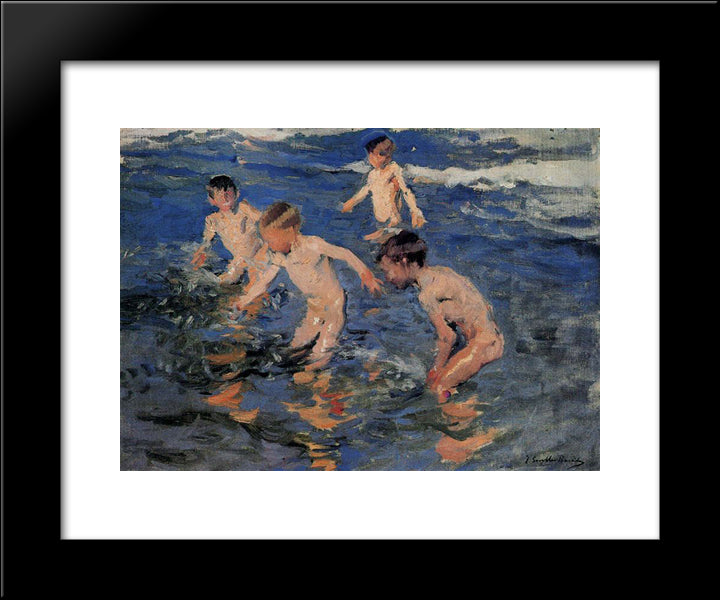 Bathing 20x24 Black Modern Wood Framed Art Print Poster by Sorolla, Joaquin