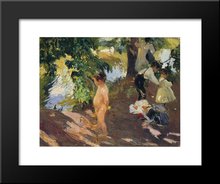 Bathing At La Granja 20x24 Black Modern Wood Framed Art Print Poster by Sorolla, Joaquin