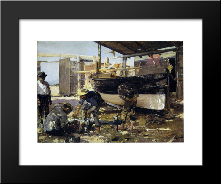 Boat Builders 20x24 Black Modern Wood Framed Art Print Poster by Sorolla, Joaquin