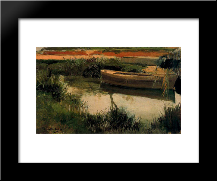 Boat In Albufera 20x24 Black Modern Wood Framed Art Print Poster by Sorolla, Joaquin