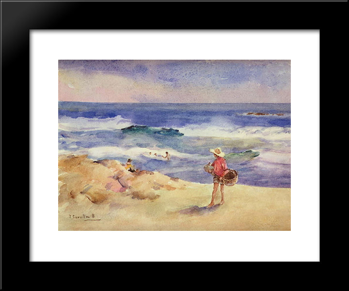 Boy On The Sand 20x24 Black Modern Wood Framed Art Print Poster by Sorolla, Joaquin