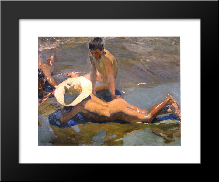 Boys On The Beach 20x24 Black Modern Wood Framed Art Print Poster by Sorolla, Joaquin