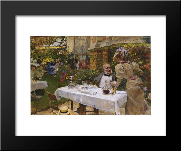 Cafe In Paris 20x24 Black Modern Wood Framed Art Print Poster by Sorolla, Joaquin