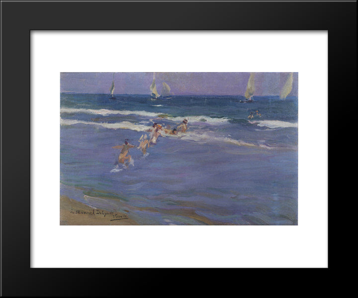 Children In The Sea 20x24 Black Modern Wood Framed Art Print Poster by Sorolla, Joaquin