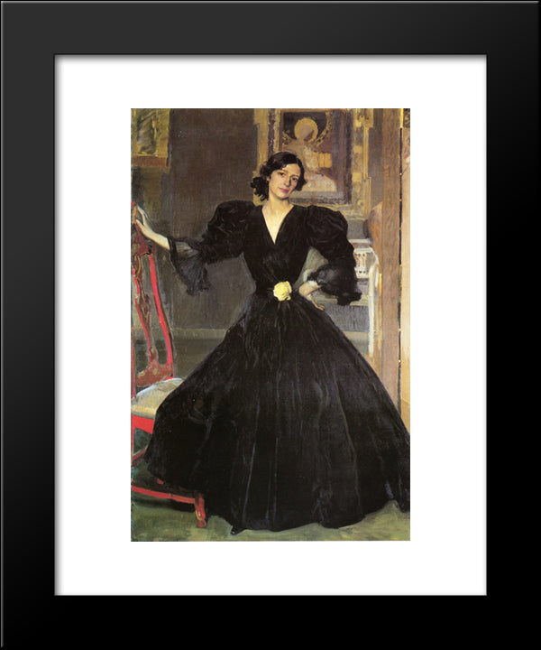 Clotilde In A Black Dress 20x24 Black Modern Wood Framed Art Print Poster by Sorolla, Joaquin