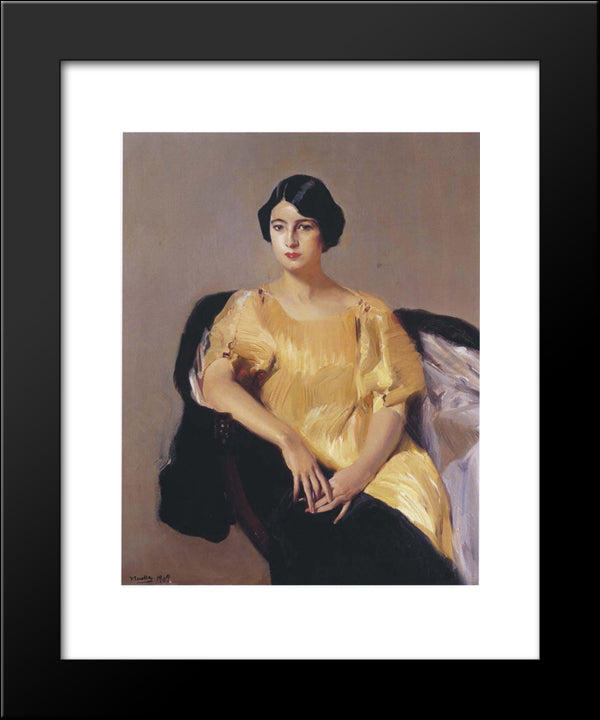 Elena In A Yellow Tunic 20x24 Black Modern Wood Framed Art Print Poster by Sorolla, Joaquin