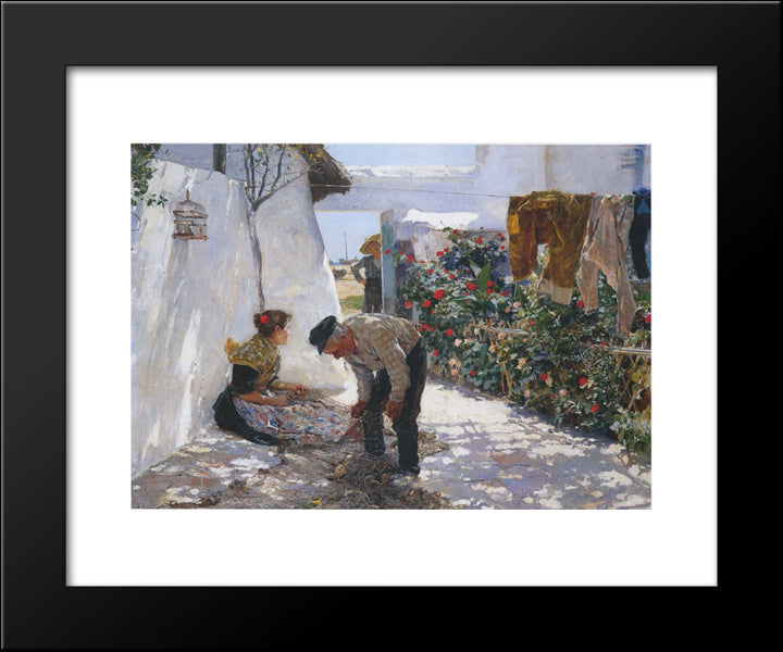 Fishing Nets 20x24 Black Modern Wood Framed Art Print Poster by Sorolla, Joaquin