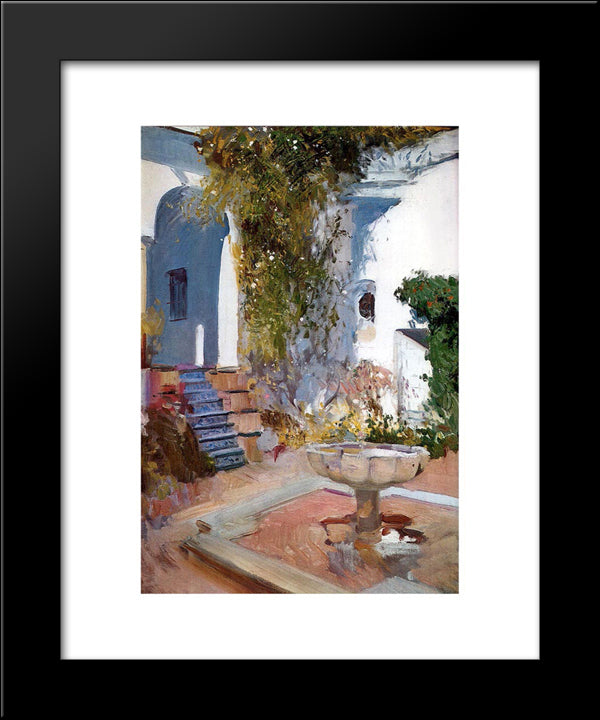 Fountain At The Alcazin Sevilla 20x24 Black Modern Wood Framed Art Print Poster by Sorolla, Joaquin