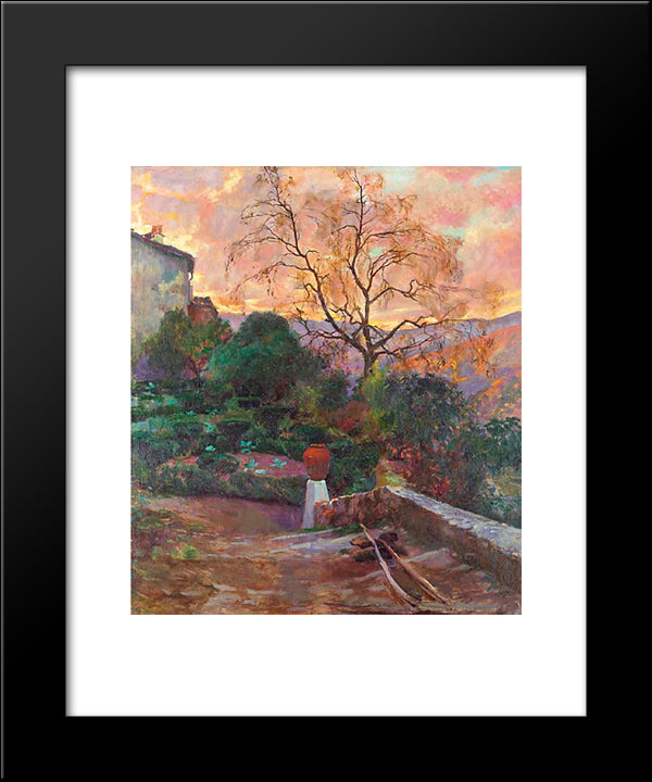 Garden Of Spanish Farmhouse 20x24 Black Modern Wood Framed Art Print Poster by Sorolla, Joaquin