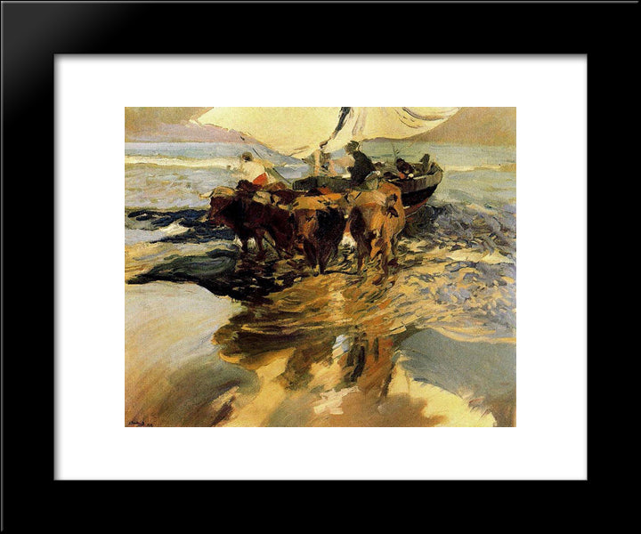 In Hope Of The Fishing 20x24 Black Modern Wood Framed Art Print Poster by Sorolla, Joaquin