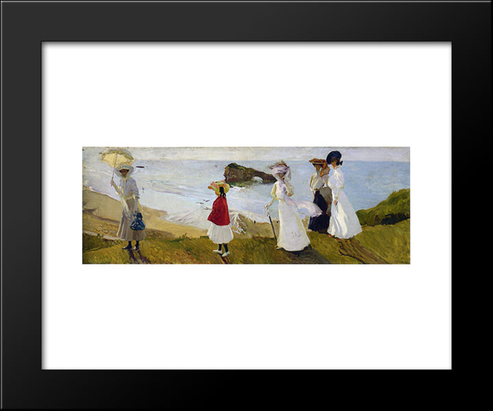 Lighthouse Walk At Biarritz 20x24 Black Modern Wood Framed Art Print Poster by Sorolla, Joaquin
