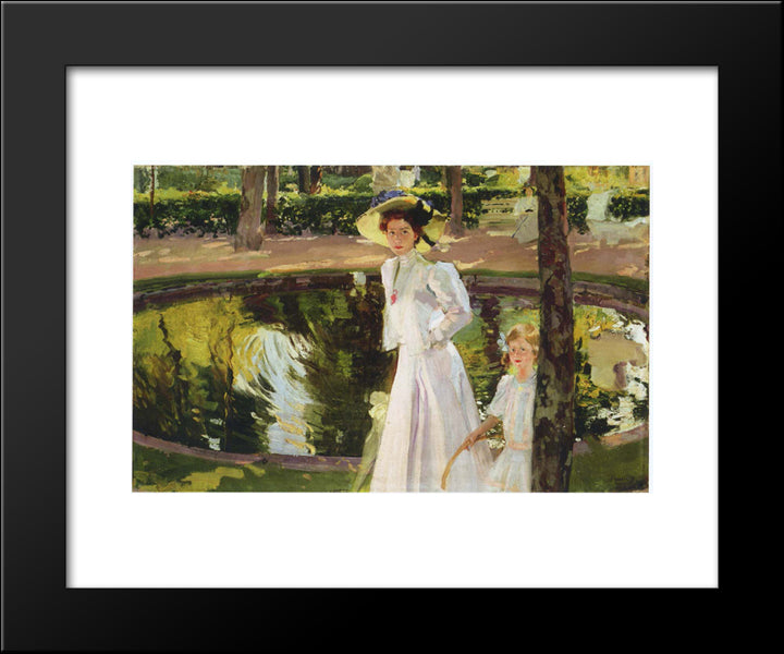 Marian In The Gardens, La Granja 20x24 Black Modern Wood Framed Art Print Poster by Sorolla, Joaquin