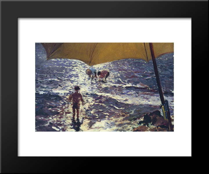 Midday At Valencia Beach 20x24 Black Modern Wood Framed Art Print Poster by Sorolla, Joaquin