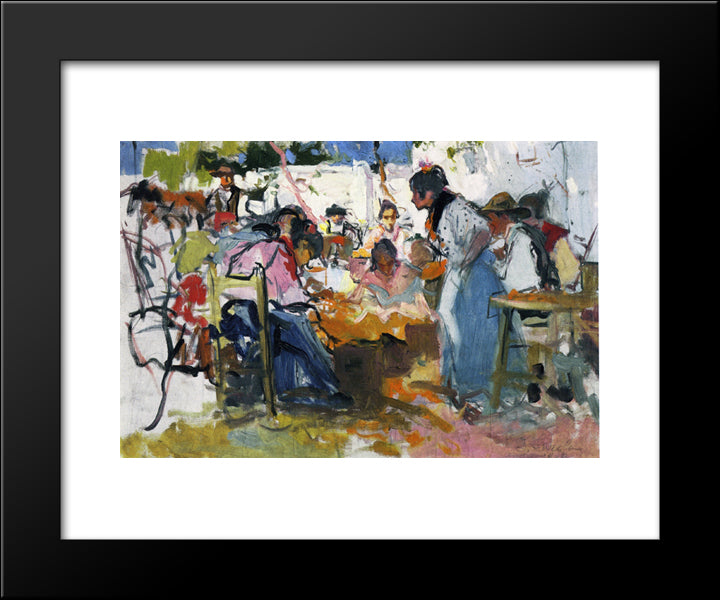 Net Menders In Valencia 20x24 Black Modern Wood Framed Art Print Poster by Sorolla, Joaquin