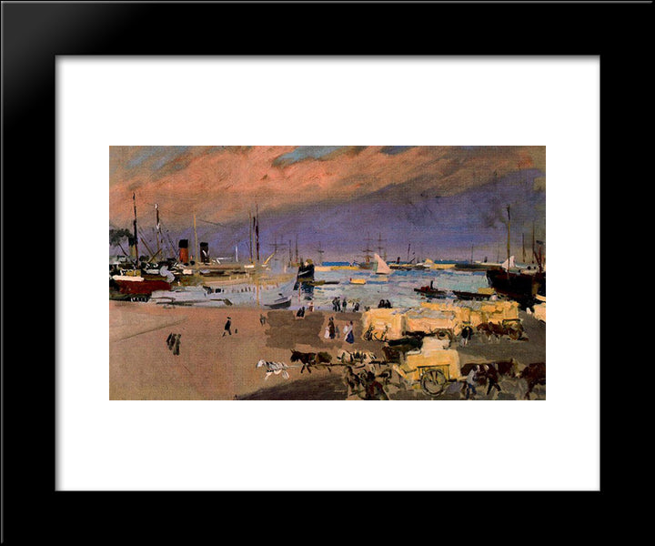 Port Valencia 20x24 Black Modern Wood Framed Art Print Poster by Sorolla, Joaquin