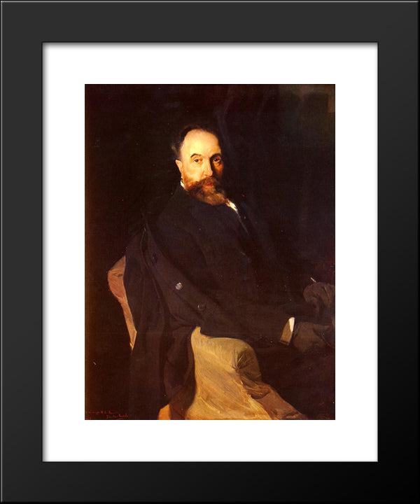 Portrait Of Don Aureliano De Beruete 20x24 Black Modern Wood Framed Art Print Poster by Sorolla, Joaquin