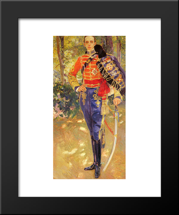 Portrait Of King Alfonso Xiii In The Uniform Of The Hussars 20x24 Black Modern Wood Framed Art Print Poster by Sorolla, Joaquin