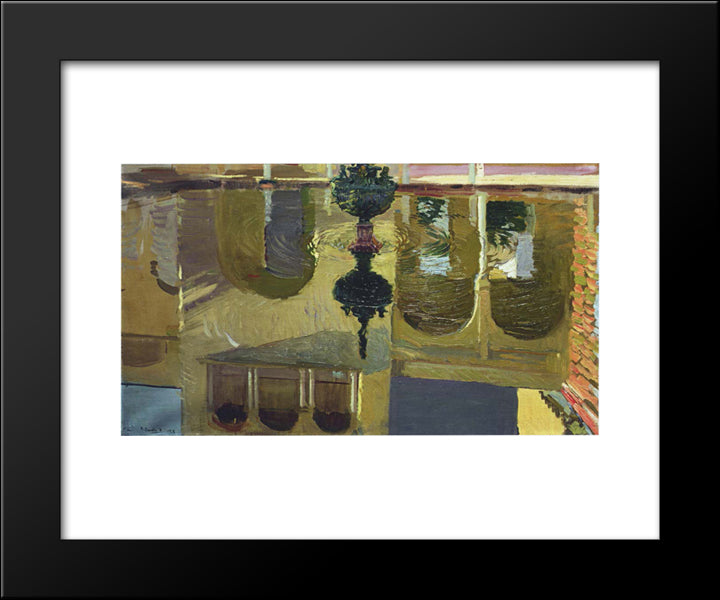 Reflections In A Fountain 20x24 Black Modern Wood Framed Art Print Poster by Sorolla, Joaquin