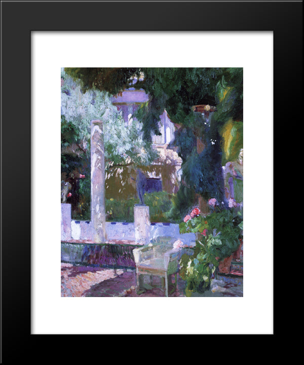 Rose Bush At The Sorolla House 20x24 Black Modern Wood Framed Art Print Poster by Sorolla, Joaquin