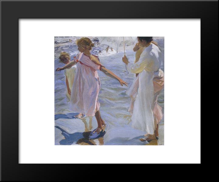Strolling Along The Seashore 20x24 Black Modern Wood Framed Art Print Poster by Sorolla, Joaquin