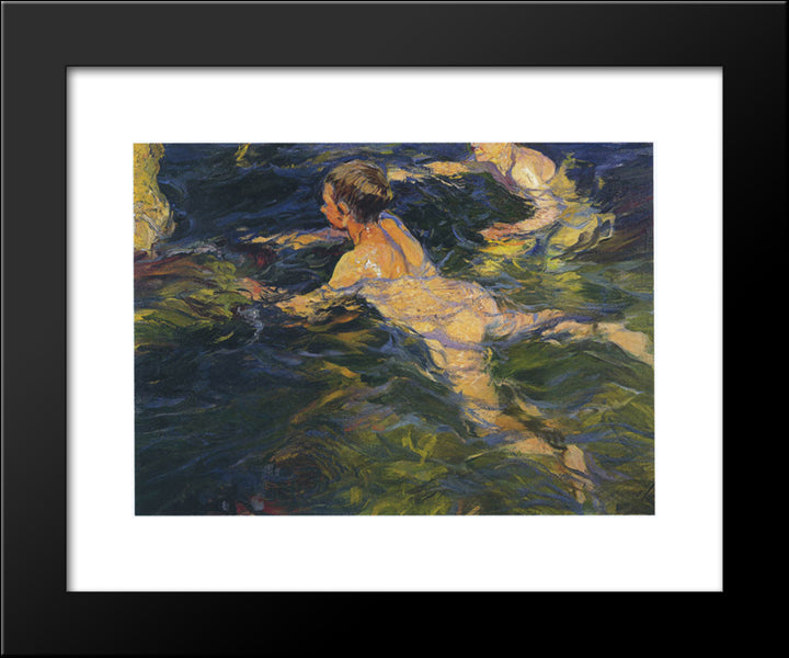 Swimmers, Javea 20x24 Black Modern Wood Framed Art Print Poster by Sorolla, Joaquin
