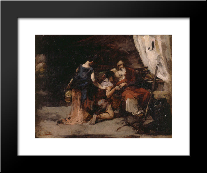 The Blessing Of Isaac 20x24 Black Modern Wood Framed Art Print Poster by Sorolla, Joaquin