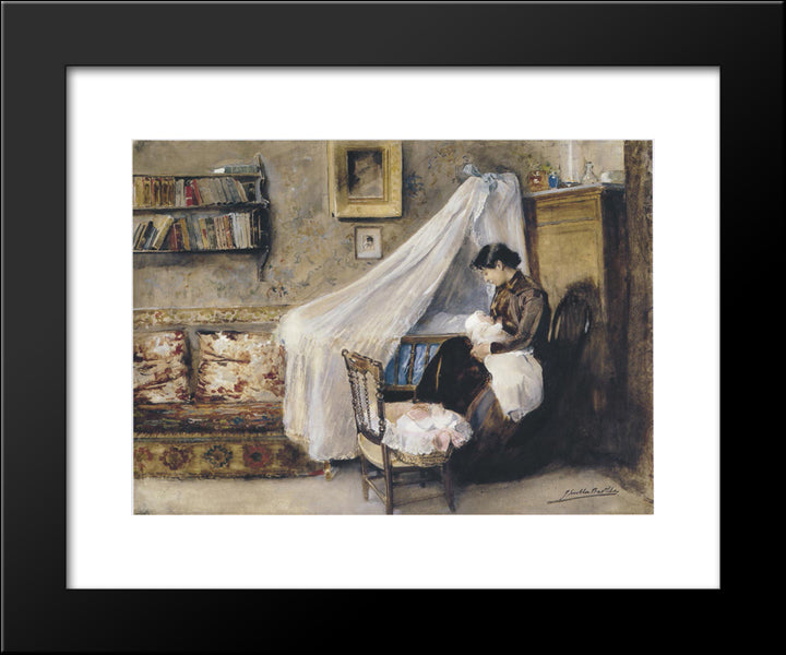 The First Child 20x24 Black Modern Wood Framed Art Print Poster by Sorolla, Joaquin
