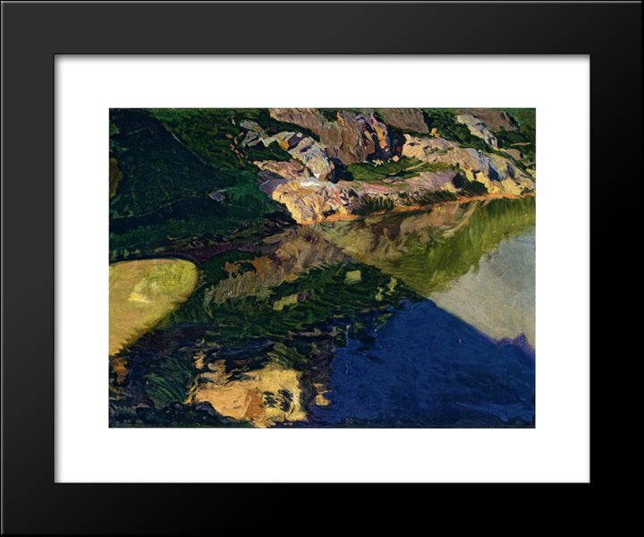 The Shadow Of Alcantara Bridge, Toledo 20x24 Black Modern Wood Framed Art Print Poster by Sorolla, Joaquin