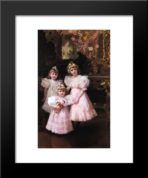 The Three Errazuriz Sisters 20x24 Black Modern Wood Framed Art Print Poster by Sorolla, Joaquin