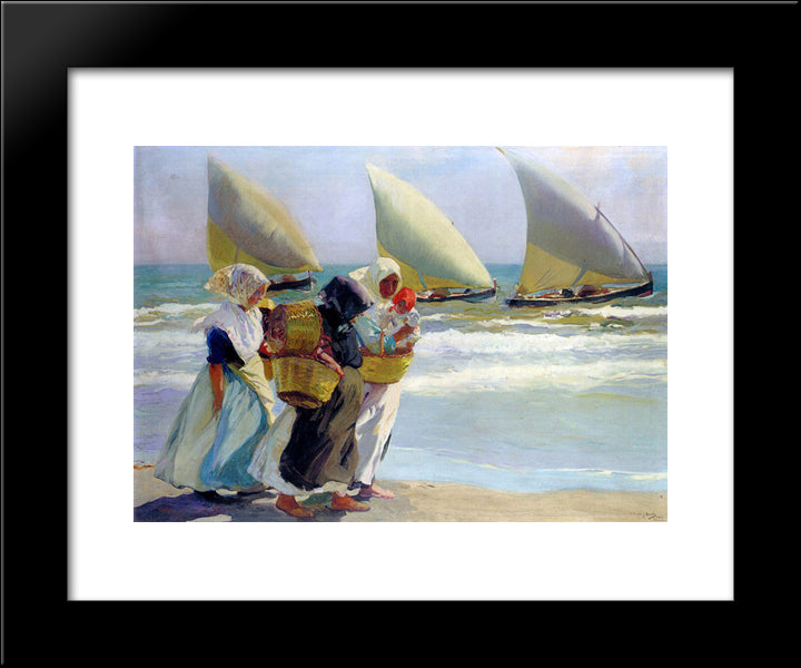 Three Sails 20x24 Black Modern Wood Framed Art Print Poster by Sorolla, Joaquin