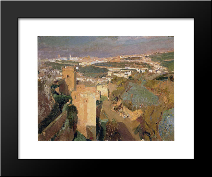 Tower Of Seven, Pont Alhambra, Granada 20x24 Black Modern Wood Framed Art Print Poster by Sorolla, Joaquin