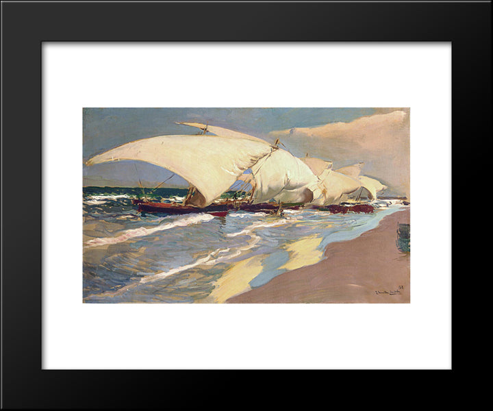 Valencian Boats 20x24 Black Modern Wood Framed Art Print Poster by Sorolla, Joaquin