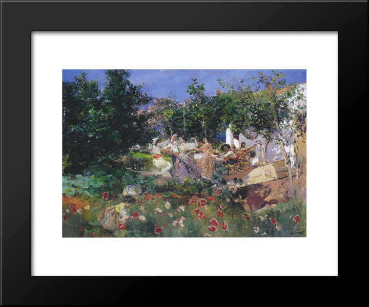 Valencian Fiesin An Orange Grove 20x24 Black Modern Wood Framed Art Print Poster by Sorolla, Joaquin