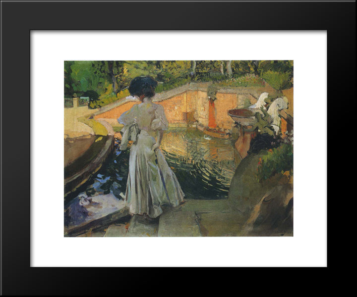 Watching The Fish 20x24 Black Modern Wood Framed Art Print Poster by Sorolla, Joaquin