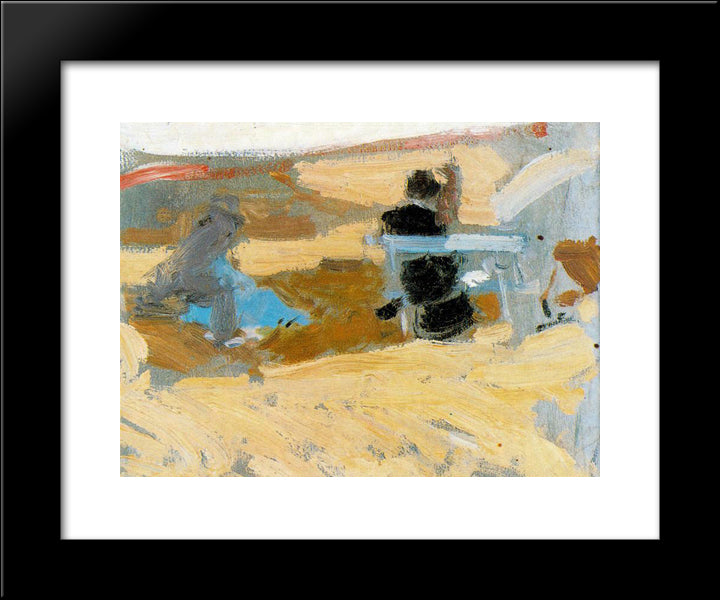 Women On The Beach In San Sebastian 20x24 Black Modern Wood Framed Art Print Poster by Sorolla, Joaquin