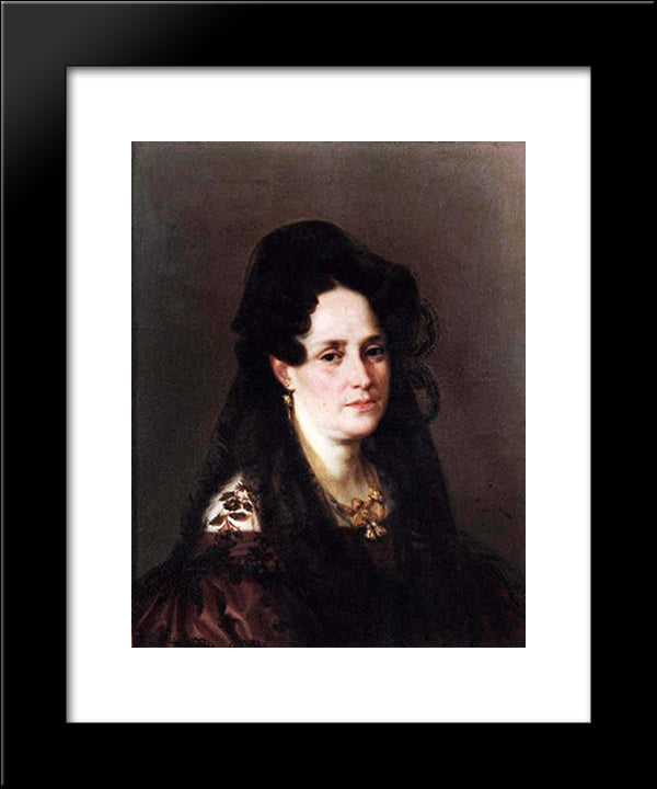 Retrato De Mujer 20x24 Black Modern Wood Framed Art Print Poster by Fernandez Cruzado, Joaquin Manuel