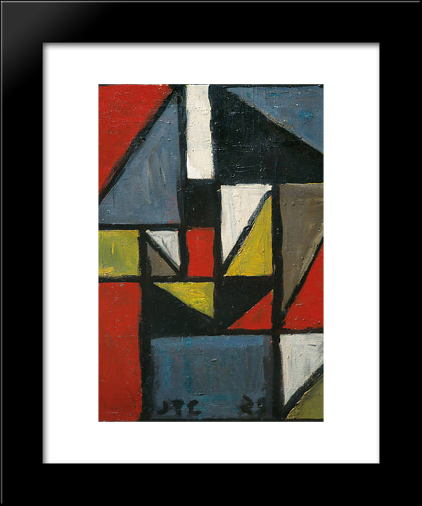 Constructivo En Triangulo 20x24 Black Modern Wood Framed Art Print Poster by Torres Garcia, Joaquin