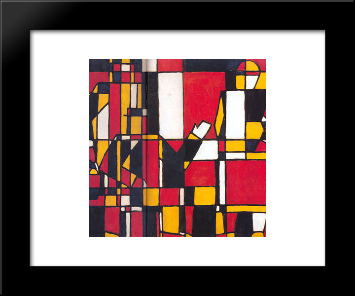 Figuras A Cinco Colores 20x24 Black Modern Wood Framed Art Print Poster by Torres Garcia, Joaquin