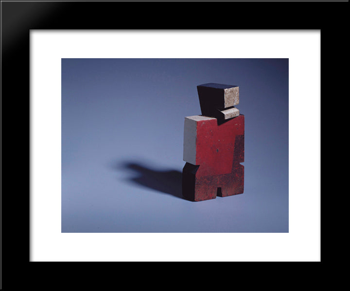 Man With Red Chest 20x24 Black Modern Wood Framed Art Print Poster by Torres Garcia, Joaquin