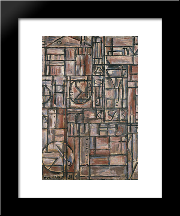Structure 20x24 Black Modern Wood Framed Art Print Poster by Torres Garcia, Joaquin