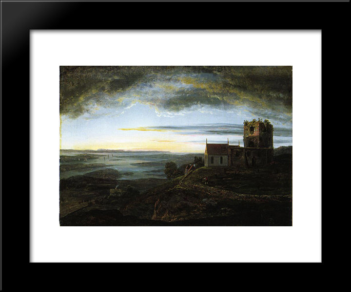 Avaldsnes Church 20x24 Black Modern Wood Framed Art Print Poster by Dahl, Johan Christian