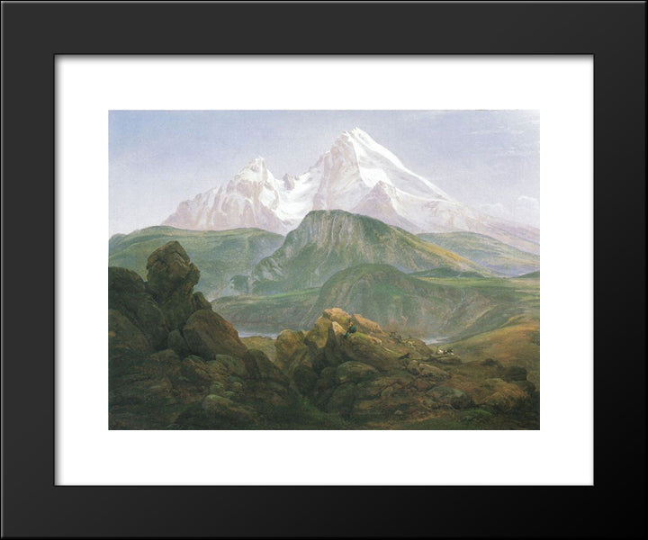 Der Watzmann 20x24 Black Modern Wood Framed Art Print Poster by Dahl, Johan Christian
