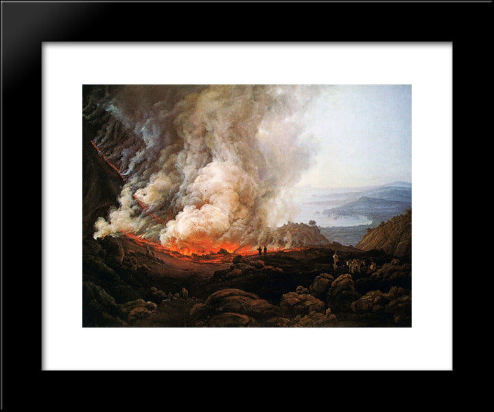 Eruption Of Vesuvius 20x24 Black Modern Wood Framed Art Print Poster by Dahl, Johan Christian