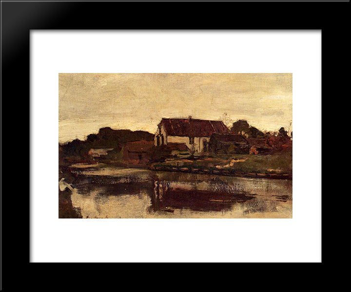 A Farm On The Waterfront 20x24 Black Modern Wood Framed Art Print Poster by Weissenbruch, Johan Hendrik