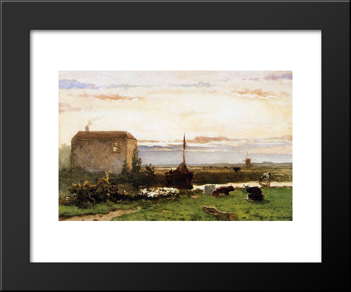Canal At Rijswijk 20x24 Black Modern Wood Framed Art Print Poster by Weissenbruch, Johan Hendrik