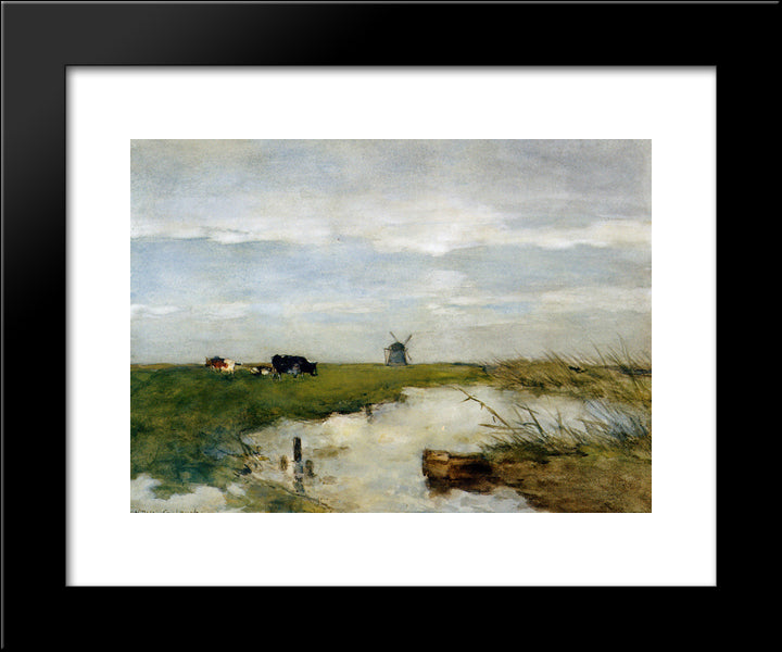 Dutch Polder Landscape 20x24 Black Modern Wood Framed Art Print Poster by Weissenbruch, Johan Hendrik
