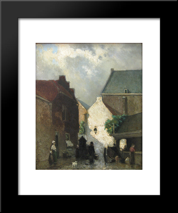 Fish Market Sun 20x24 Black Modern Wood Framed Art Print Poster by Weissenbruch, Johan Hendrik