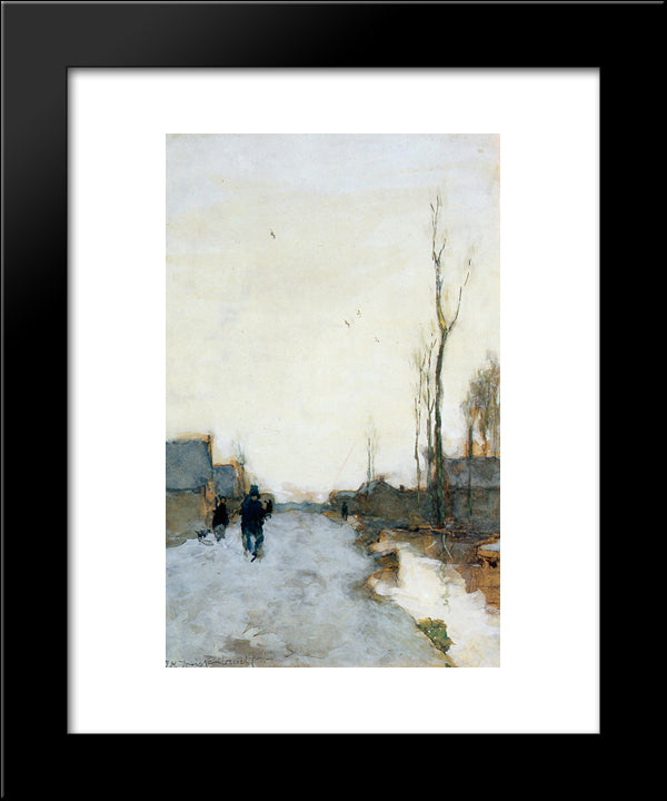 Road Near Noorden 20x24 Black Modern Wood Framed Art Print Poster by Weissenbruch, Johan Hendrik