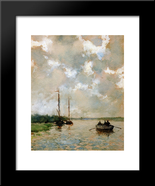Rowing On The River 20x24 Black Modern Wood Framed Art Print Poster by Weissenbruch, Johan Hendrik