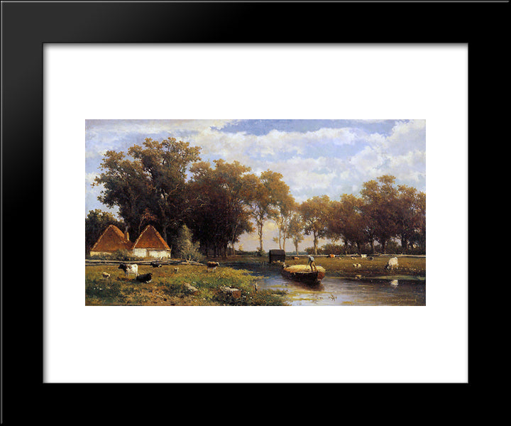 Summer Landscape 20x24 Black Modern Wood Framed Art Print Poster by Weissenbruch, Johan Hendrik